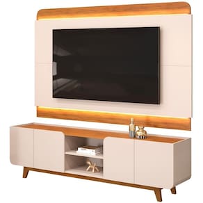 Rack Para Sala Com Painel Para Tv 75 Pol Led Cine D05 Off White Freijó - Lyam Decor
