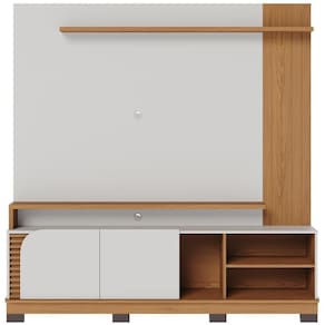 Estante Painel Para Tv 75 Pol 182cm Mayer C04 Off White Matte Freijó