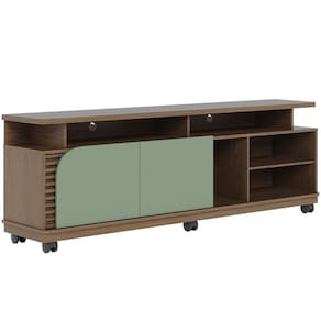 Rack Para Sala De Estar Tv 75 Pol Com Rodízios Laguna C04 Amêndoa Hortelã - Lyam Decor