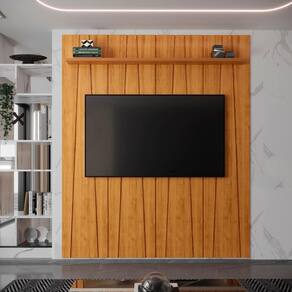 Painel Ripado Zigzag Para Tv Até 75 Polegadas Roma 180cm Cor:cedro Cedro