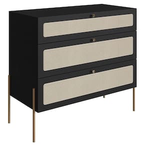 Cômoda Para Quarto 3 Gavetas Pé Metal Arlo A10 Nero-dourado - Mpozenato