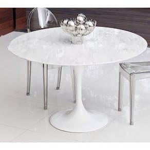 Mesa De Jantar Tulipa Redonda 110cm Mármore Branco