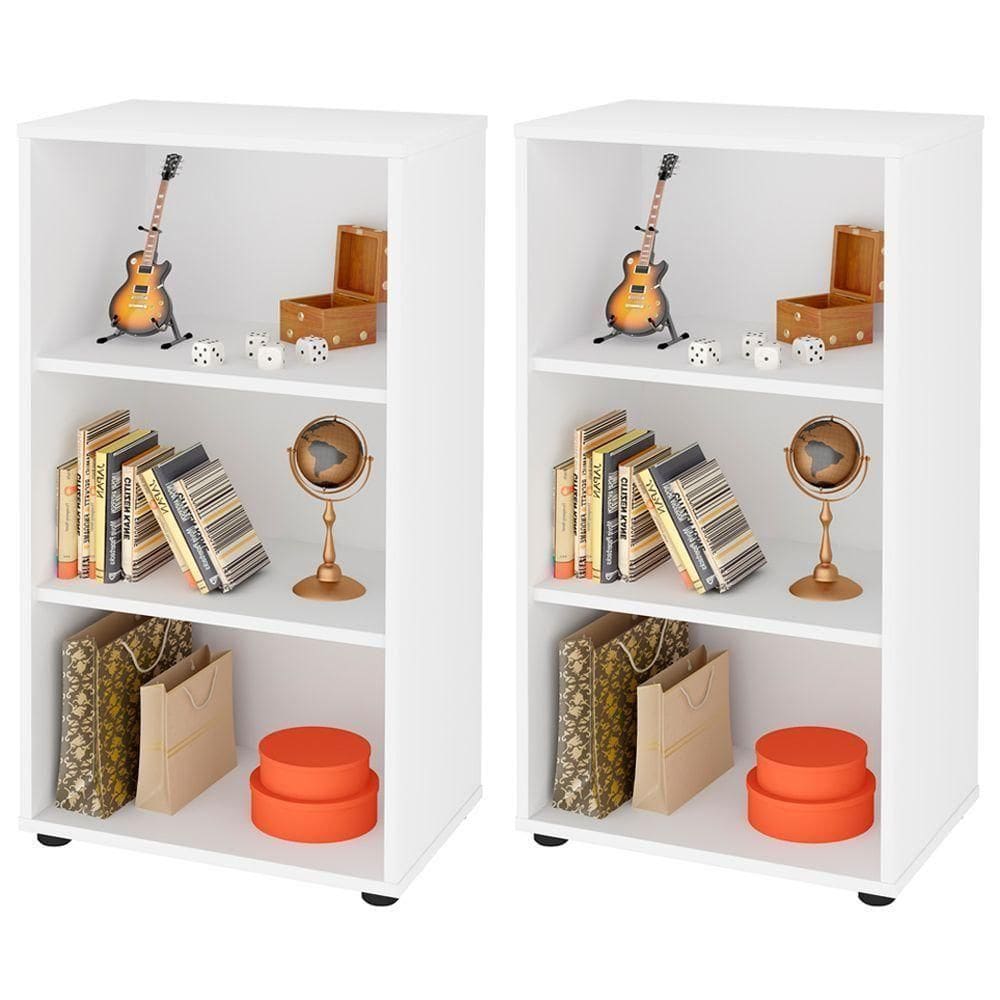 Kit 2 Estantes Com 2 Prateleiras Clean A2 81X45 Cm Branco