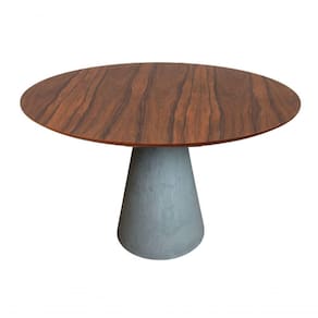 Mesa De Jantar Cone Cimento Rústico 150 Cm Tampo Pau Ferro Cor Marrom
