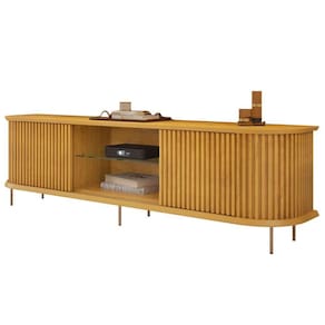 Rack Para Sala Bancada De Tv 75 Pol 218cm Ripado World D04 Cedro - Mpozenato