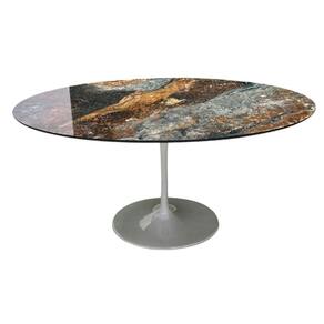 Mesa De Jantar Saarinen Oval 140x90 Cm Tampo Calacata Verde Ocean Base Verde Cor Verde Claro