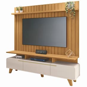 Rack émile Com Painel Ripado Para Tv 70 Pol Conect B01 Off White Cinamomo