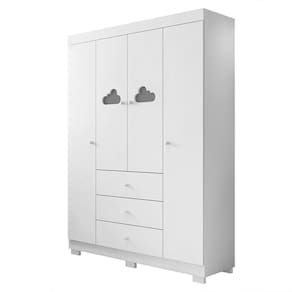 Guarda Roupa Infantil 4 Portas E 3 Gavetas Ane Branco