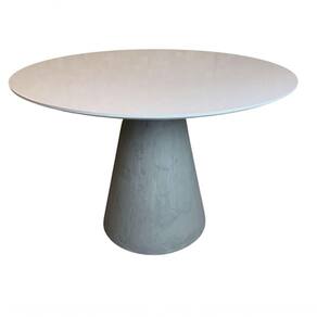Mesa De Jantar Cone Concreto 140 Cm Tampo Laqueada Cor Branco
