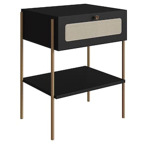 Mesa De Cabeceira Com 1 Gavetas 50cm Arlo A10 Nero/dourado - Mpozenato