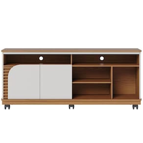 Rack Para Sala De Estar Tv 65 Pol Com Rodízios Laguna C04 Freijó Off White - Lyam Decor