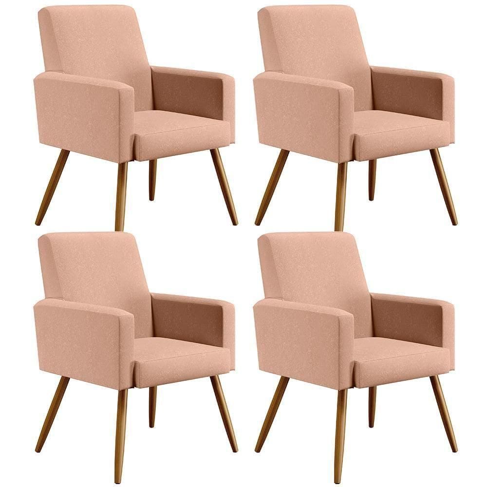 Kit 04 Poltronas Maria W01 Linho Rosê