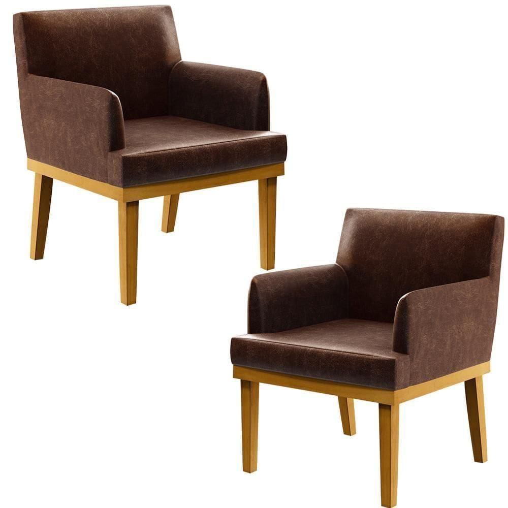 Kit 2 Poltronas Beatriz W01 Couríssimo Marrom