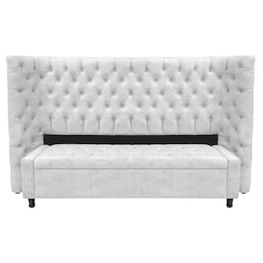 Kit Cabeceira E Calçadeira Baú King Everest P02 195cm Para Cama Box Suede - Doce Sonho Móveis Branco