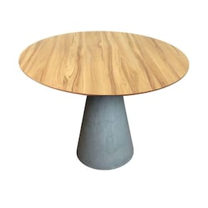 Mesa De Jantar Cone 130cm Tampo Nogueira Cinza Claro