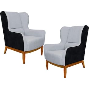 Kit 02 Poltronas Milena D02 Cinza D-315 Preto