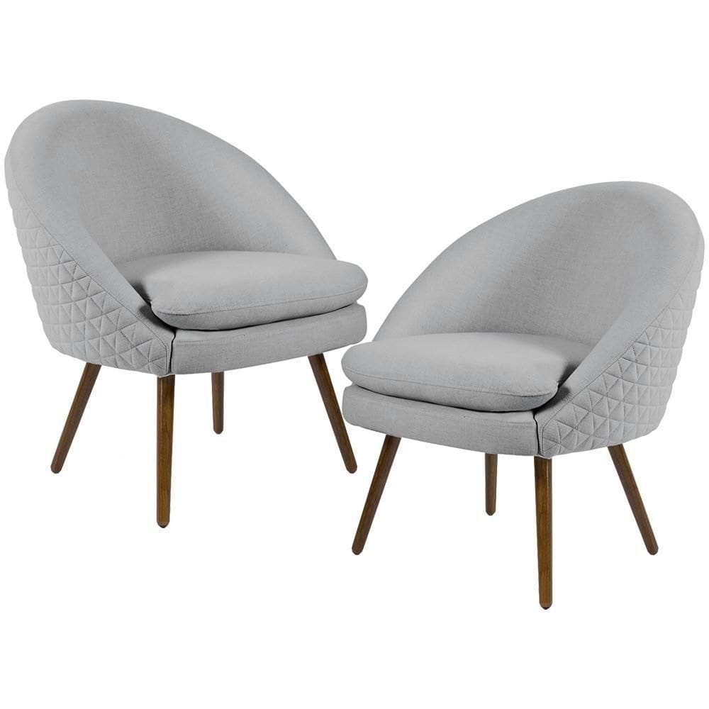 Kit 02 Poltronas Pés Palito Rafa D02 Tressê Cinza D-315