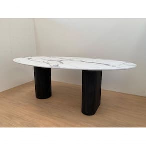 Mesa De Jantar Oval Dupla 180x100cm Madeira Ebano