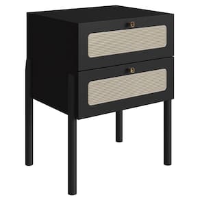 Mesa De Cabeceira Com 2 Gavetas 60cm Arlo A10 Nero/preto - Mpozenato