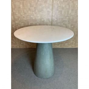 Mesa De Jantar Cone Cimento Queimado 80 Cm Tampo Mármore Branco Extra Cor Branco