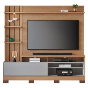 Home Frisado Tvs 65 E 8 Pés Lece Freijó Cinza Fosco