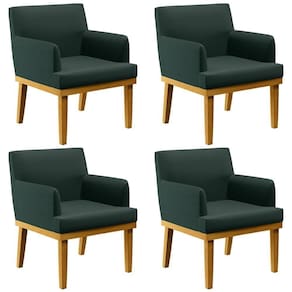 Kit 04 Poltronas Beatriz W01 Linho Verde Musgo