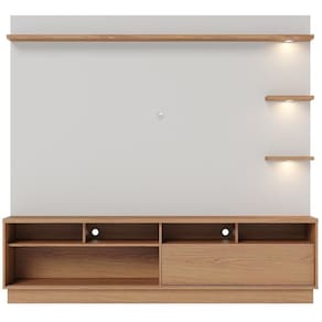 Estante Painel Para Tv 70 Pol Com Led Itapema C04 Freijó Off White Matte - Lyam Decor