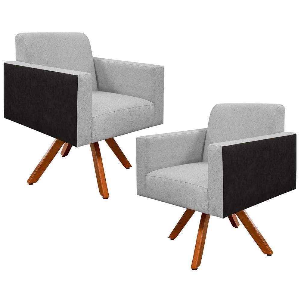 Kit 02 Poltronas Helô L02 Cinza Preto