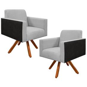 Kit 02 Poltronas Helô L02 Cinza Preto