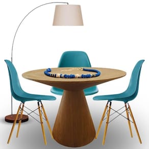 Mesa De Jantar Eclipse Cone Redonda 110cm Em Freijo