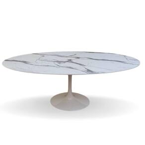 Mesa De Jantar Tulipa Saarinen Oval 160x90cm Testurizado Marmore