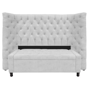 Kit Cabeceira e Calçadeira Baú Casal Everest P02 140cm Para Cama Box Corano Branco