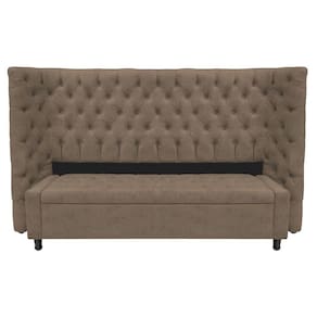 Kit Cabeceira e Calçadeira Baú King Everest P02 195cm Para Cama Box Suede Marrom