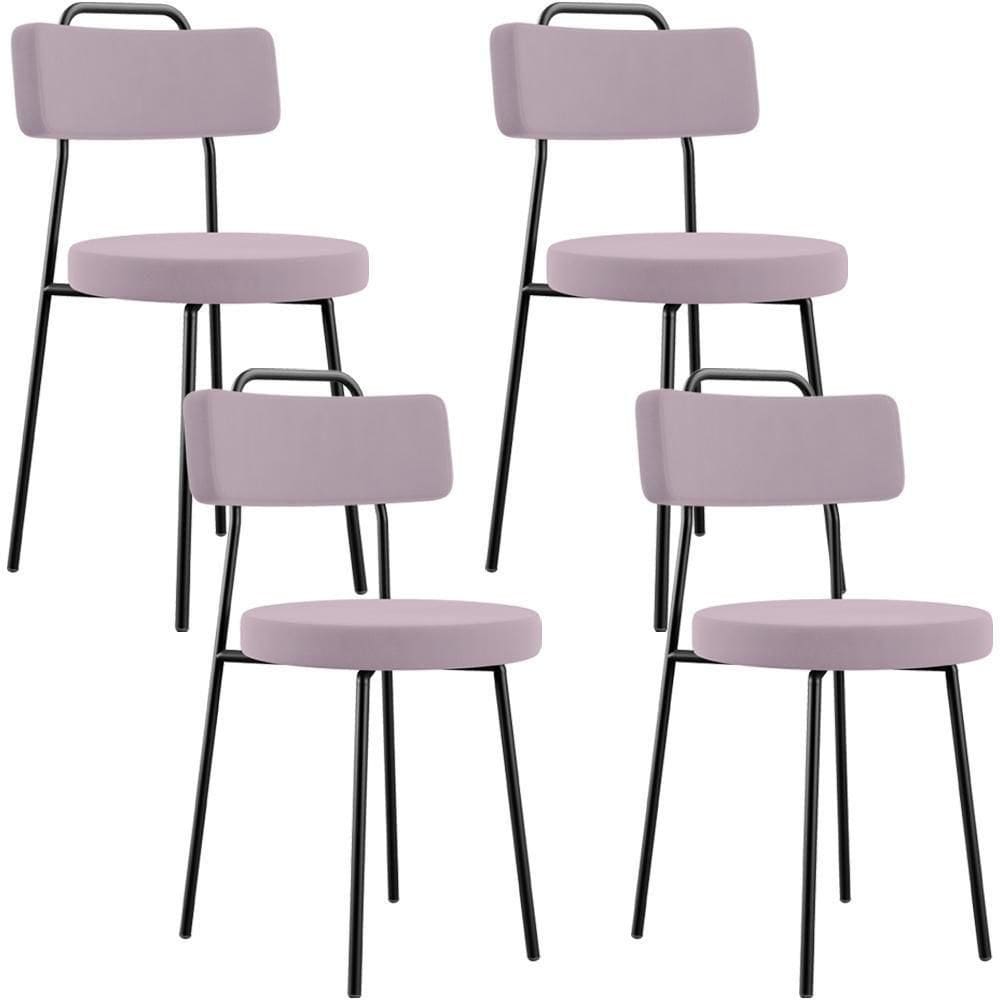 Kit 04 Cadeiras Decorativas Estofada Para Sala De Jantar Barcelona L02 Suede Rosê - Lyam Decor
