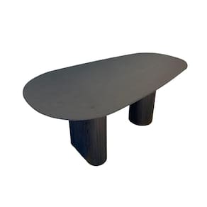 Mesa De Jantar Orgânica 180x100cm Com Duas Bases Cor ébano