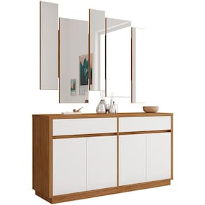 Buffet De Jantar Ana N01 Com Moldura Espelho Ypê Off White