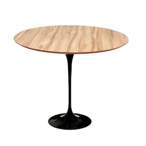 Mesa De Jantar Tulipa Redonda 60cm Tampo Nogueira Preto