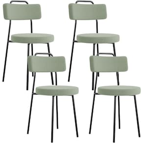 Kit 04 Cadeiras Decorativas Estofada Para Sala De Jantar Barcelona L02 Bouclê Oliva - Lyam Decor