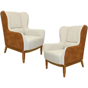 Kit 02 Poltronas Milena D02 Bege A-184 Marrom