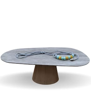 Mesa Cone Organica 180x100cm Cimento Queimado