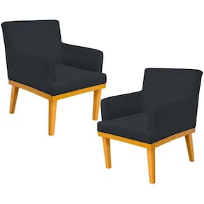 Kit 02 Poltronas Base Mel Beatriz W01 Suede Preto