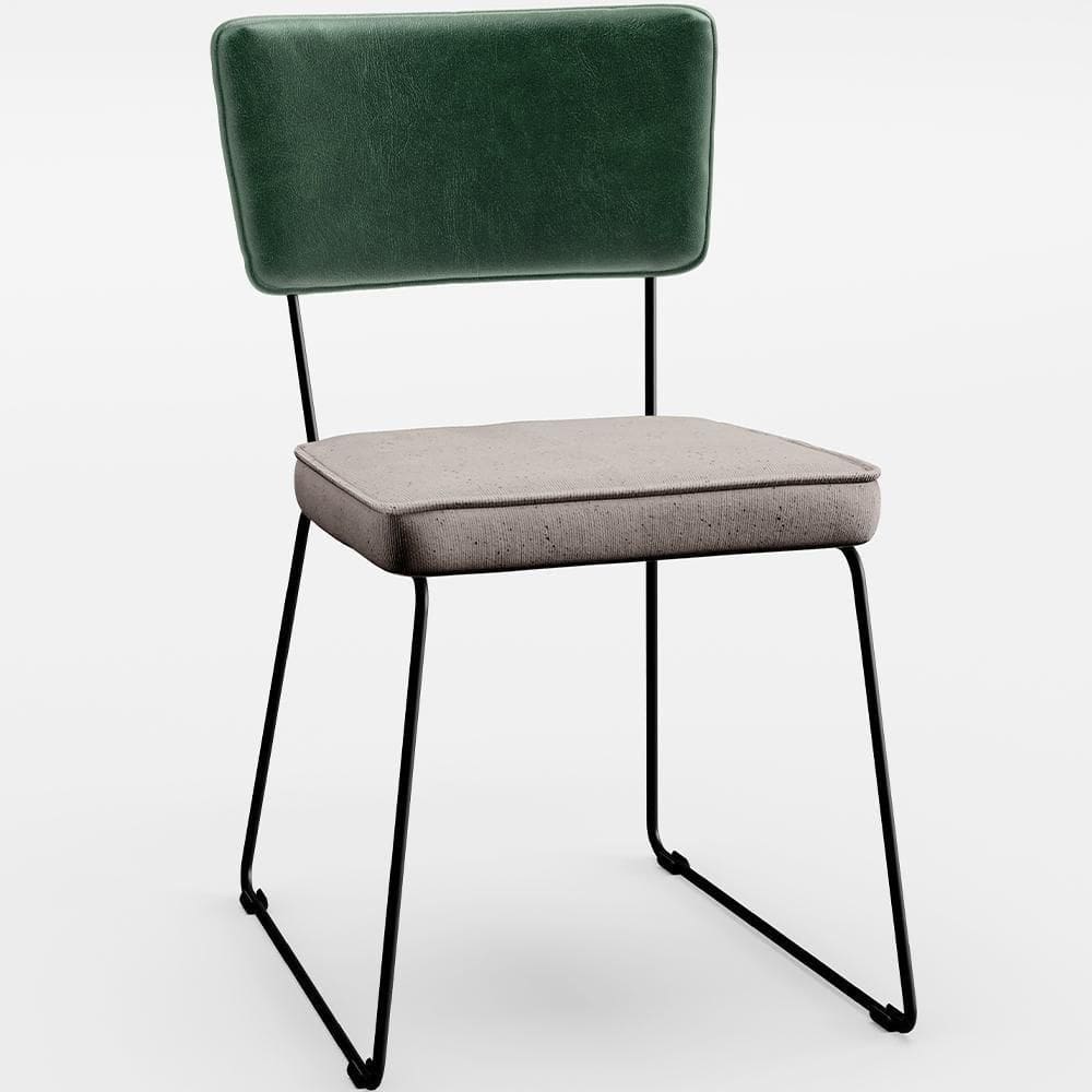 Cadeira Estofada Sala De Jantar Facto Verde Musgo Bege