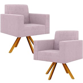 Kit 02 Poltronas Giratórias Sala De Estar Bouclê Rosê