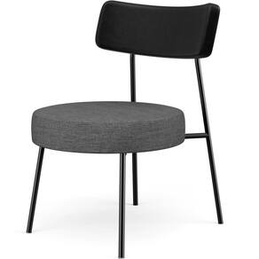 Poltrona Decorativa Fixa Londres L02 Couríssimo Preto Linho Cinza Escuro - Lyam
