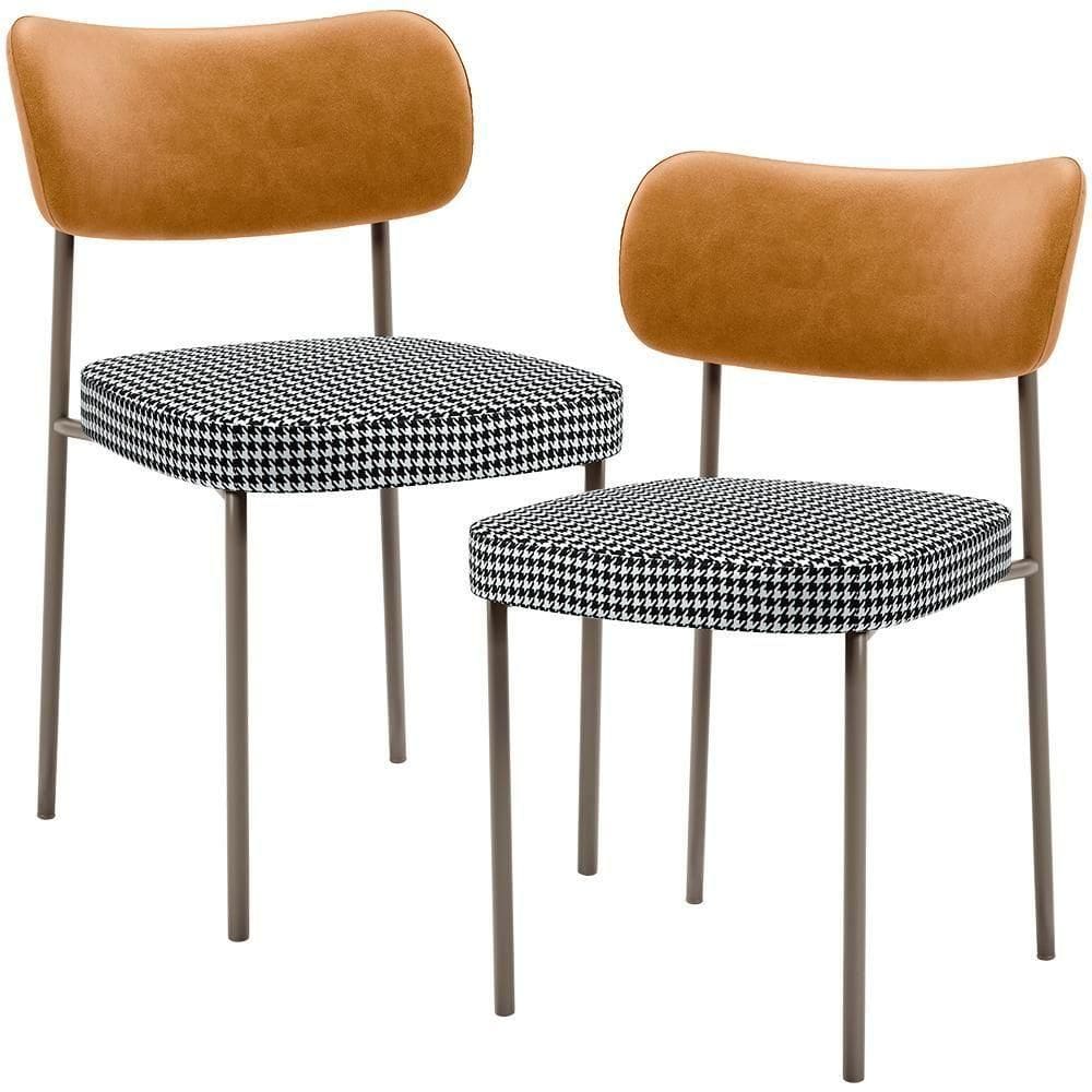 Kit 02 Cadeiras Decorativa Sala De Jantar Melina Base Arena L02 Couríssimo Whisky Pied Poule