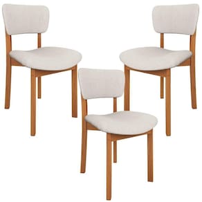 Kit 03 Cadeiras Para Sala De Jantar Cozinha Living Estofada Dara L02 Linho Cru - Lyam Decor