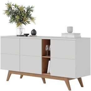 Aparador Buffet Para Sala De Jantar 03 Portas íris C04 Off Matte Freijó - Lyam