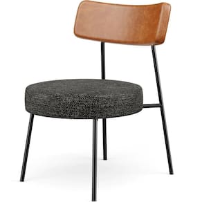 Poltrona Decorativa Base Fixa Londres L02 Couríssimo Camel Linho Chumbo - Lyam