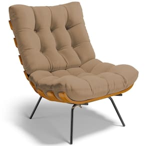 Poltrona Decorativa Costela L02 Linho Bege Escuro - Lyam Decor