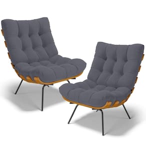 Kit 2 Poltronas Decorativas Costela L02 Suede Cinza - Lyam Decor